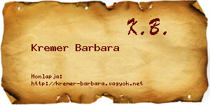 Kremer Barbara névjegykártya